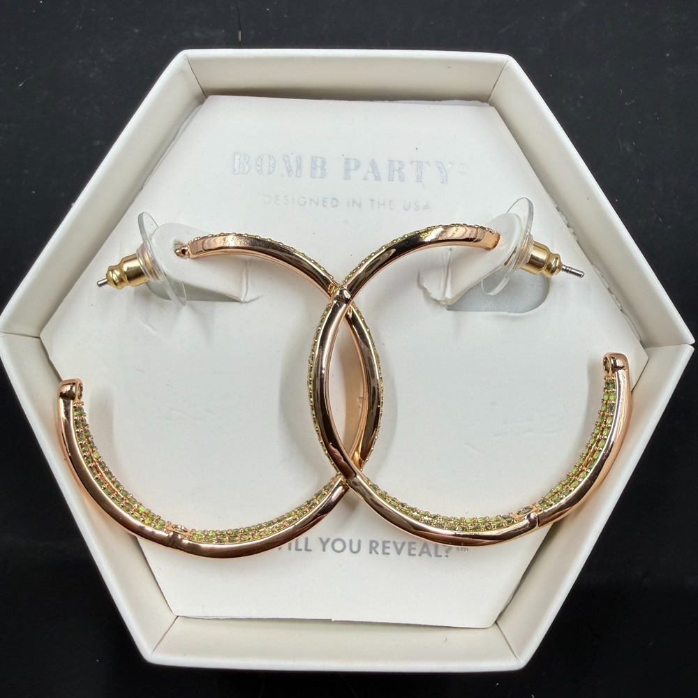 Bomb Party Always Turning Heads Lab Peridot Earrings RBP6350‎ Rose Gold Plated